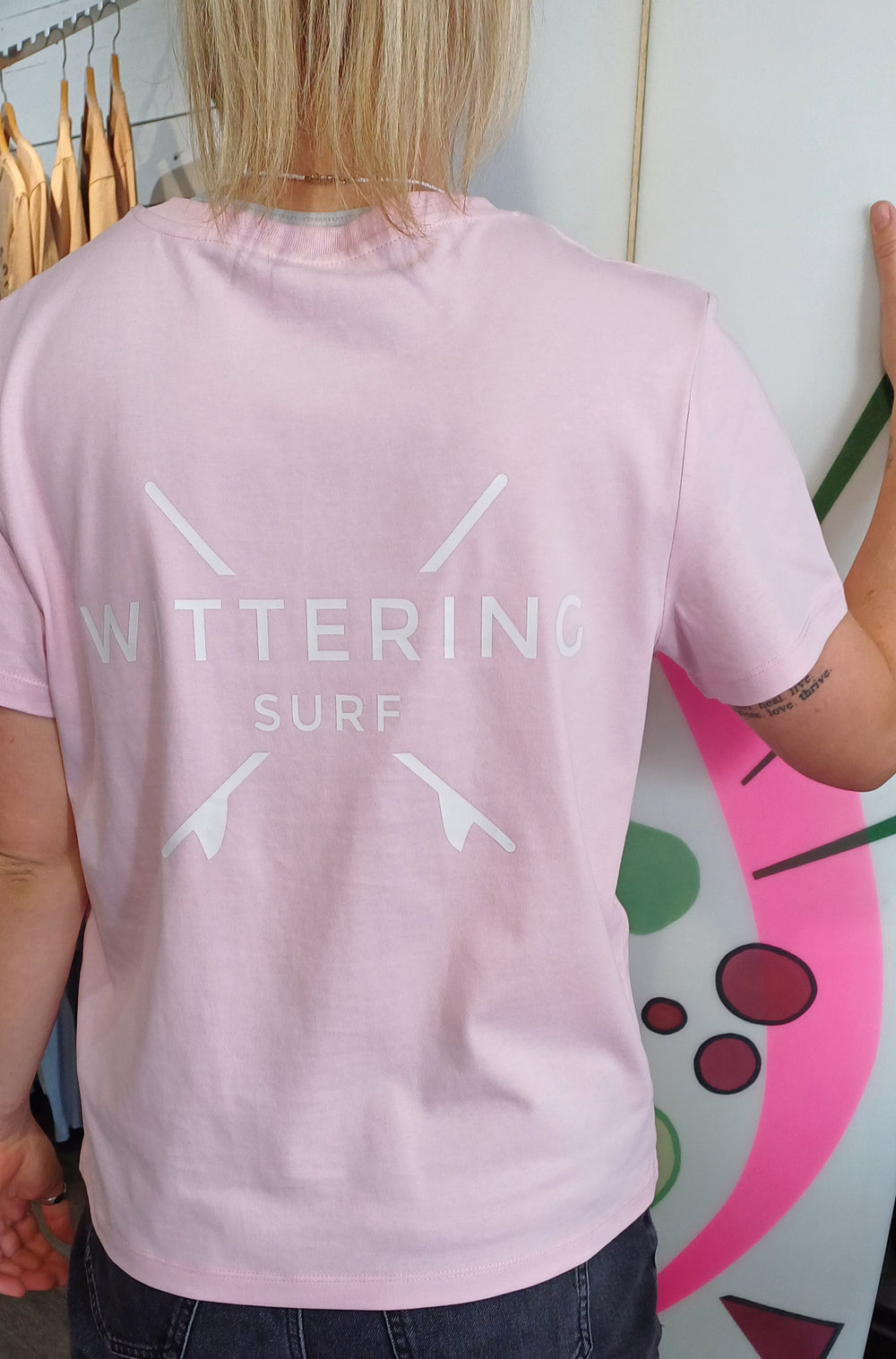 Ladies Everyday Crest T-Shirt - Cotton Pink - Wittering Surf Shop