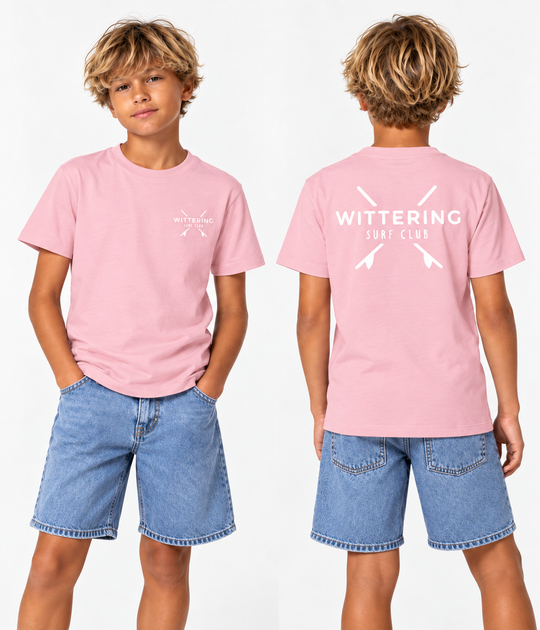 Kids Everyday Surf Club T-Shirt - Cotton Pink