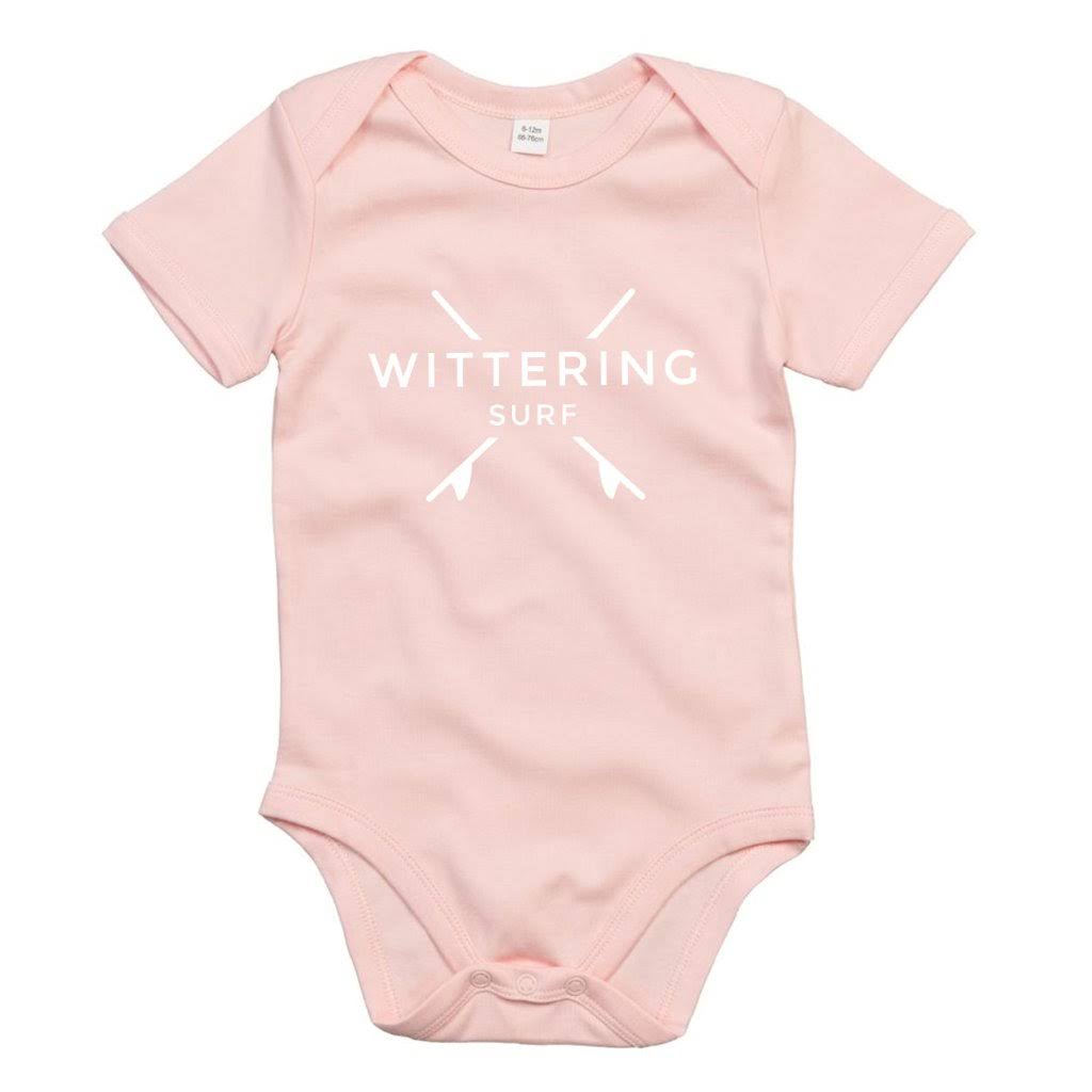 Short Sleeve Baby Bodysuit - Powder Pink - Wittering Surf Shop