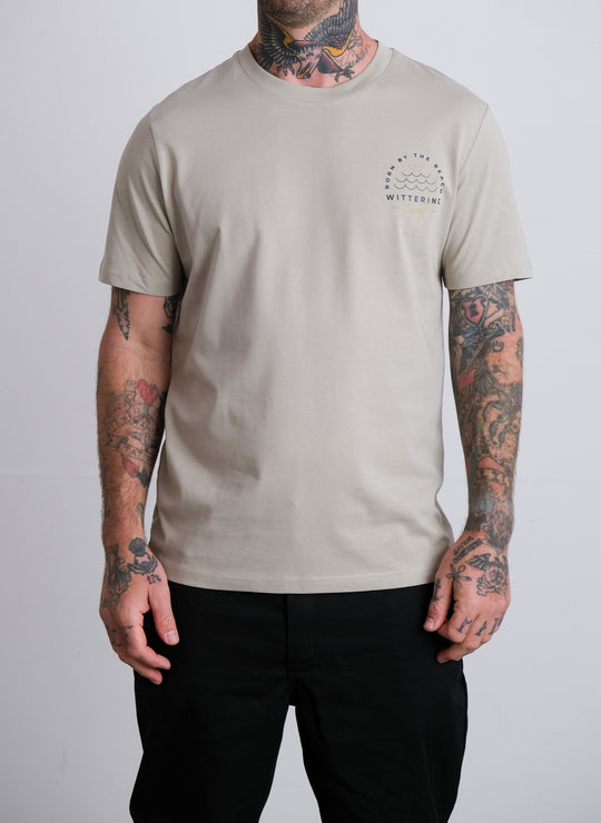 BORN THE BEACH T-SHIRT - STONE