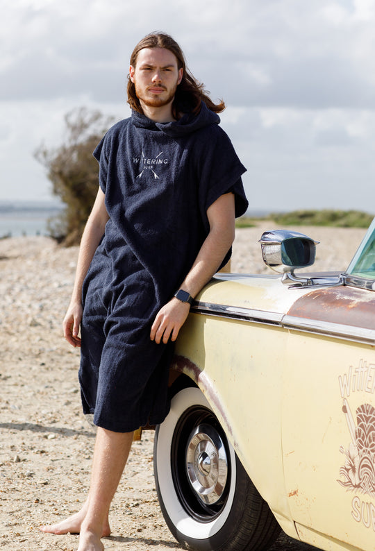 Wittering Surf Hooded Change Robe - Navy - 3 Sizes - Wittering Surf Shop