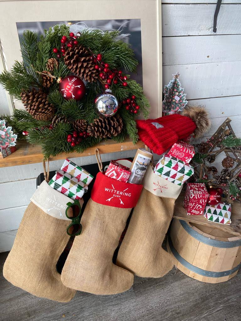 Christmas Cotton Jute Stockings - 2 Colours - Wittering Surf Shop