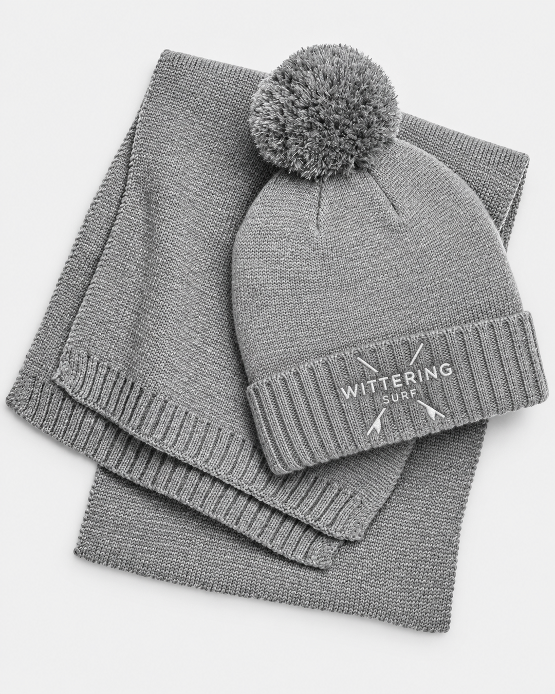 Embroidered Knitted Wittering Surf Hat &amp; Scarf Set