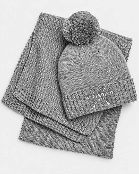 Embroidered Knitted Wittering Surf Hat &amp; Scarf Set