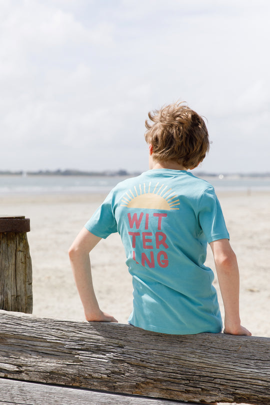 Kids Sunrise T-Shirt - Teal - Wittering Surf Shop