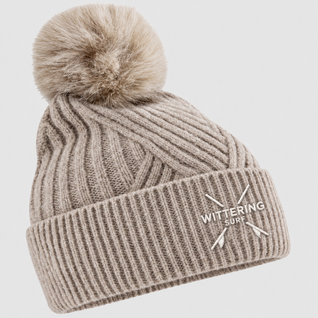 Embroidered Wittering Surf Kahuna Beanie - Natural Stone