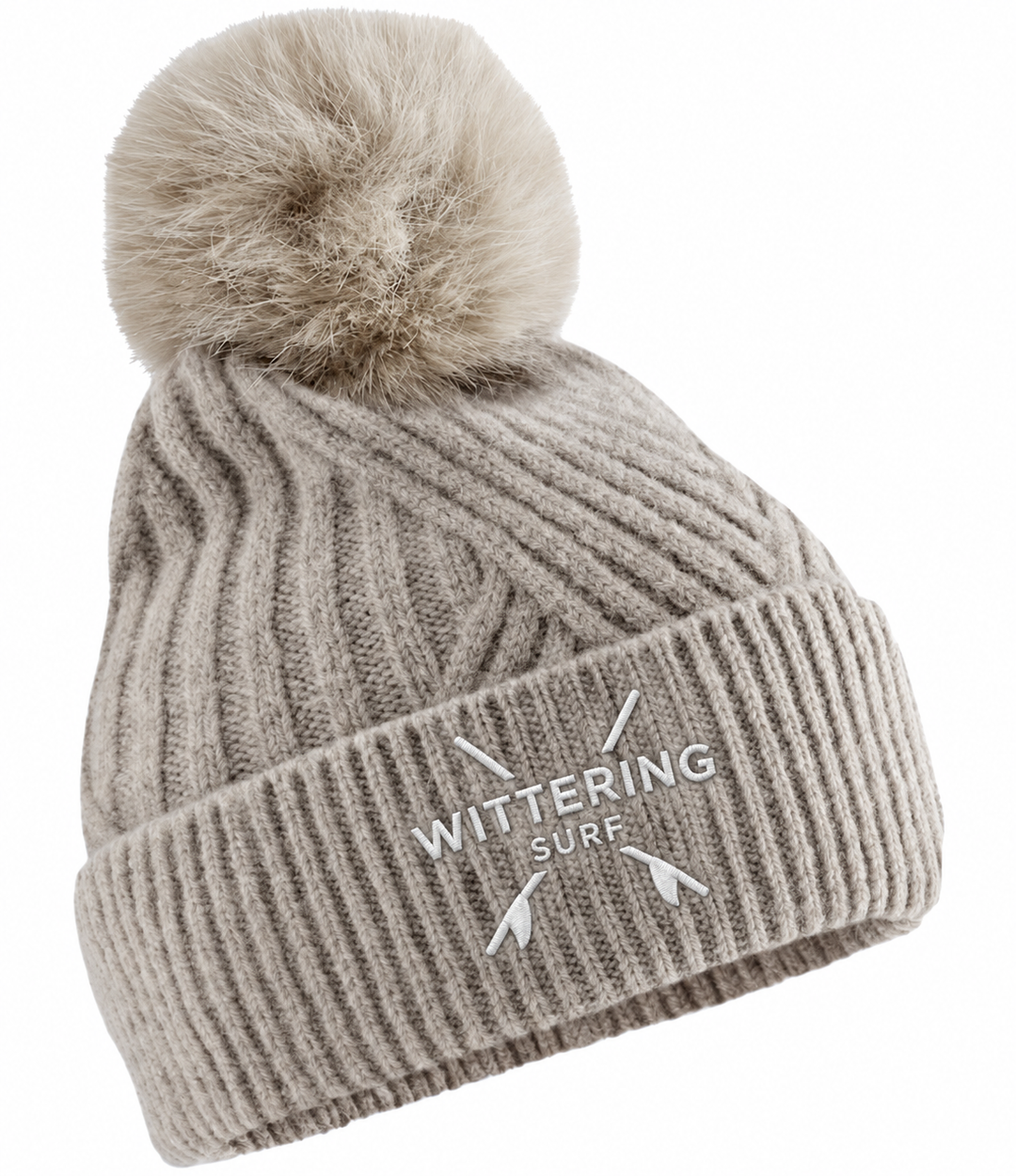 Embroidered Wittering Surf Kahuna Beanie - Natural Stone