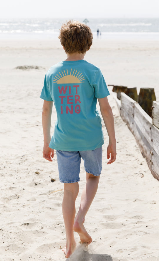 Kids Sunrise T-Shirt - Teal - Wittering Surf Shop