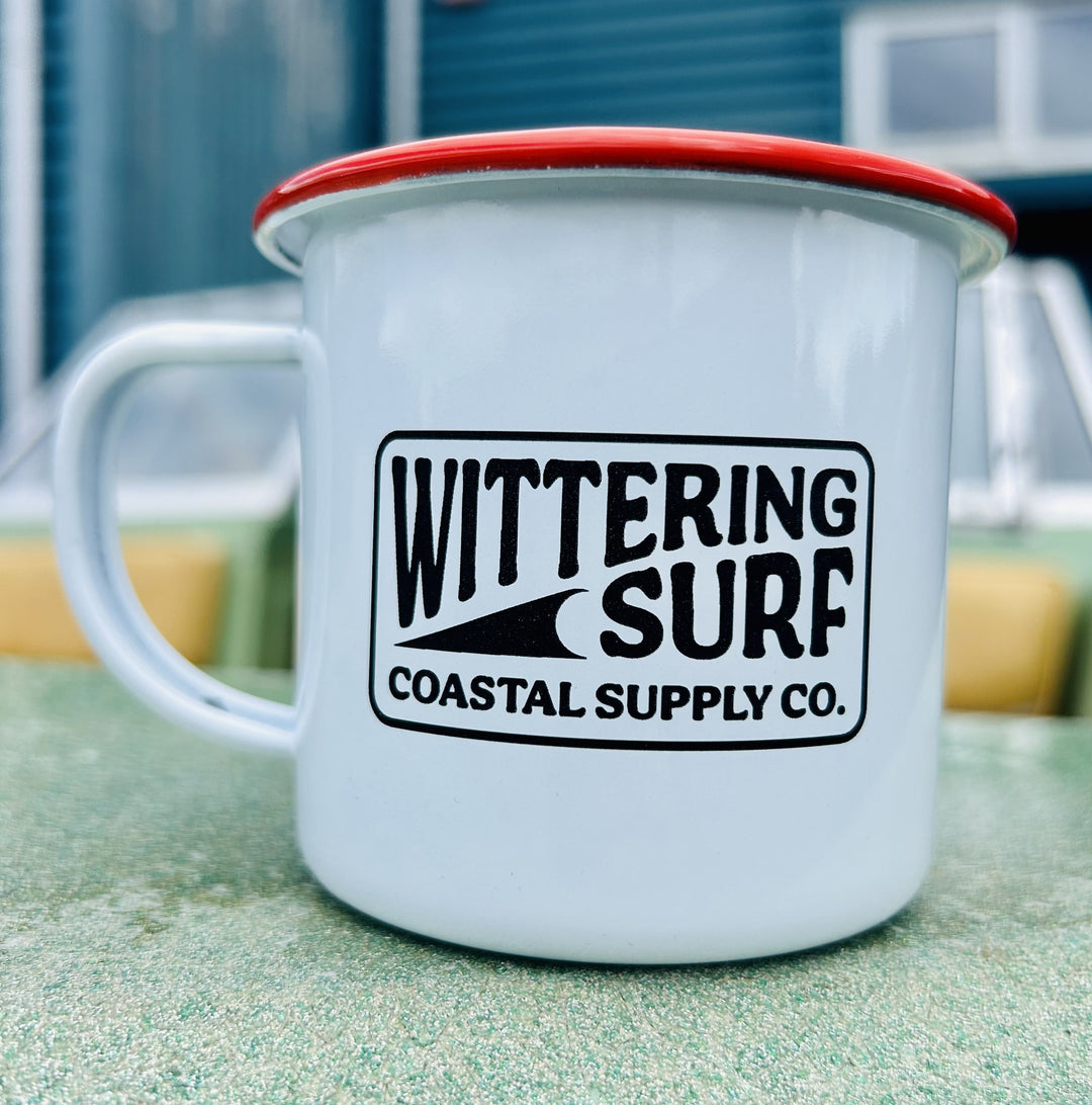 Coastal Supply Co. Enamel Camping Mug - Red & White - Wittering Surf Shop