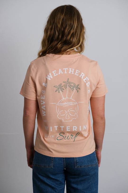 Ladies Waves &amp; Weathered Souls T-Shirt - Peach