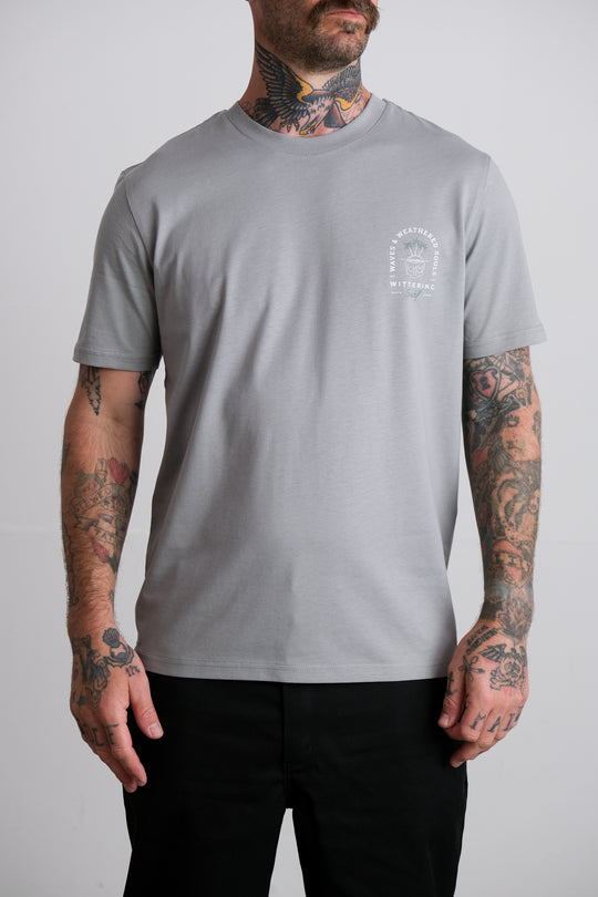 WAVES &amp; WEATHERED SOULS T-SHIRT - MISTY GREY