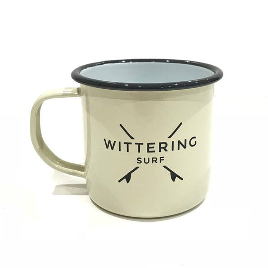 Wittering Surf Enamel Camping Mug - Green/Cream - Wittering Surf Shop