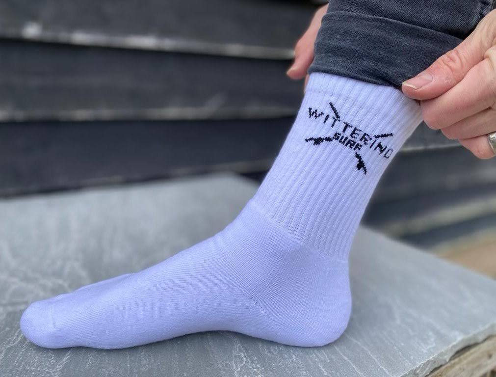 Wittering Surf Crew Socks - White - Wittering Surf Shop