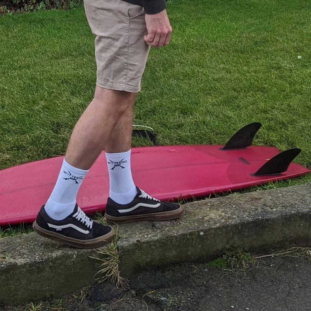 Wittering Surf Crew Socks - White - Wittering Surf Shop