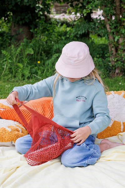 KIDS ORGANIC COTTON EMBROIDERED BUCKET HAT - 4 COLOURS - 2 SIZES