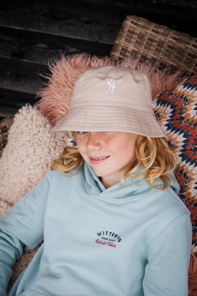 KIDS ORGANIC COTTON EMBROIDERED BUCKET HAT - 4 COLOURS - 2 SIZES