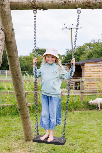 KIDS ORGANIC COTTON EMBROIDERED BUCKET HAT - 4 COLOURS - 2 SIZES