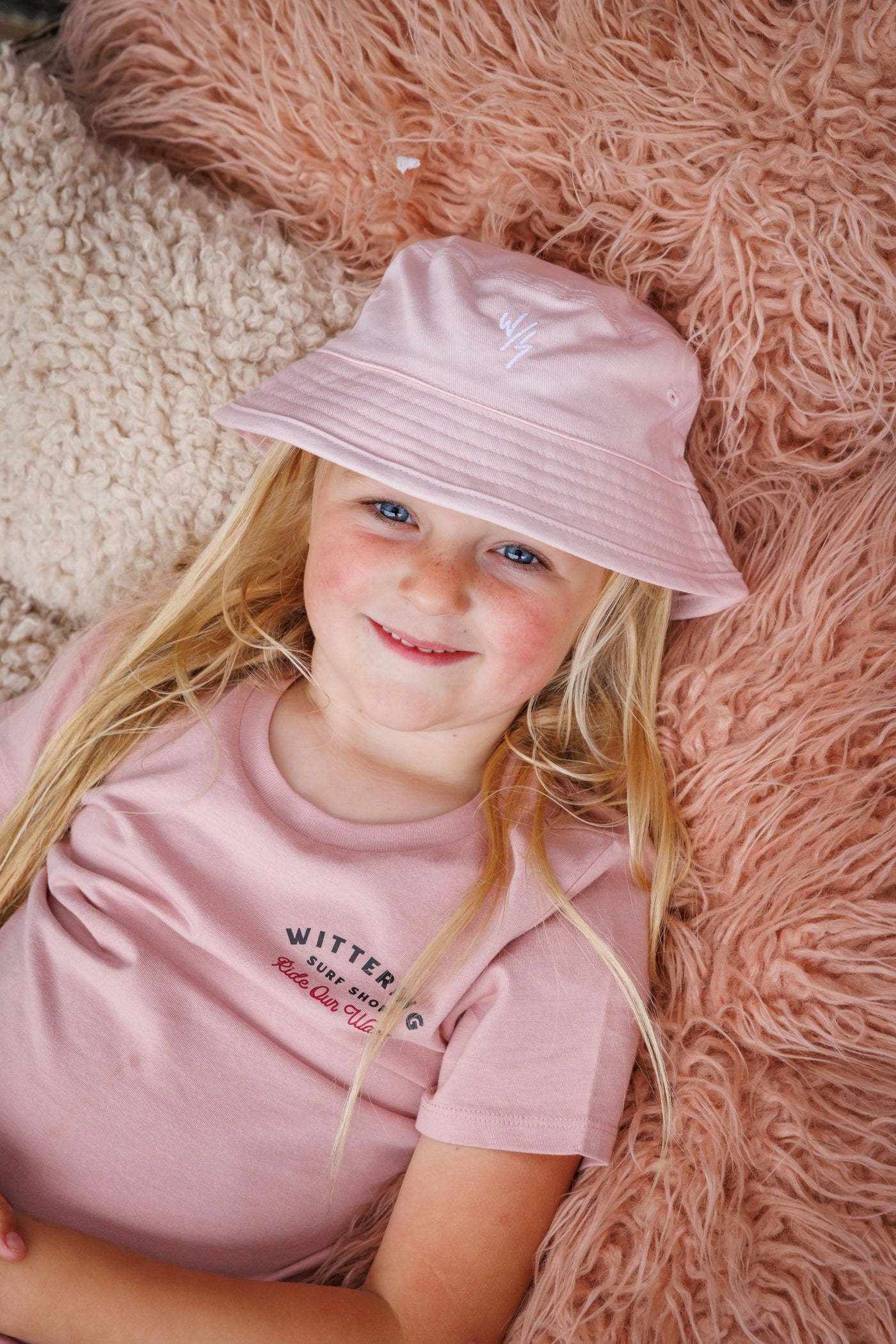 KIDS ORGANIC COTTON EMBROIDERED BUCKET HAT - 4 COLOURS - 2 SIZES