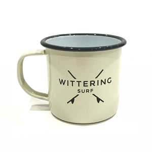 WITTERING SURF ENAMEL CAMPING MUG - GREEN/CREAM - Wittering Surf Shop