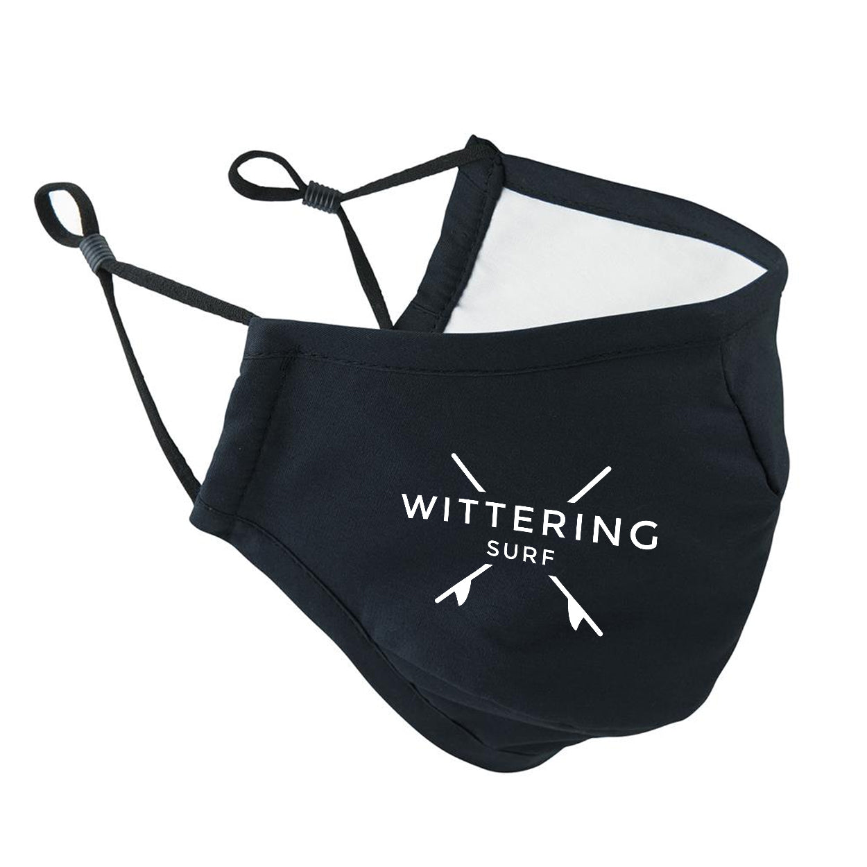 WITTERING SURF 3 LAYER FABRIC FACEMASK - BLACK - Wittering Surf Shop